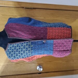 Norm Thompson knit block colored single button sweater vest nwot